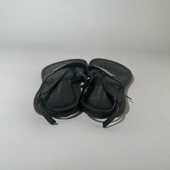 Black Sandals with Rhinestone Embellished Strap and Flat Sole - Picture 5 of 8